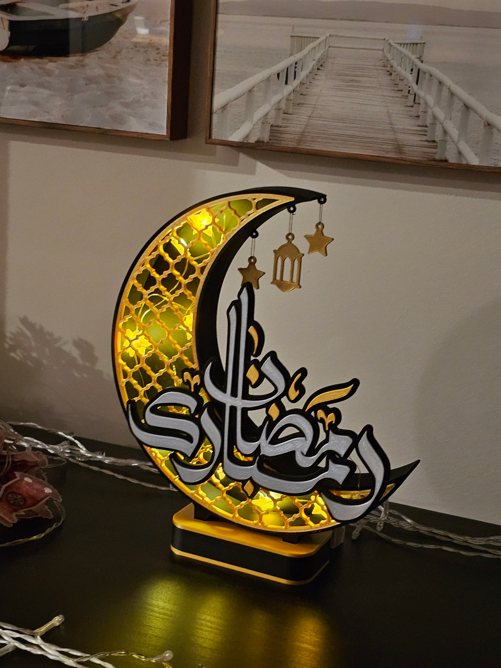 Ramadan crescent moon LED decor